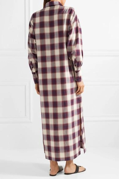 Shop Elizabeth And James Badgley Checked Cotton Maxi Dress In Purple