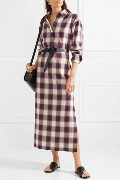 Shop Elizabeth And James Badgley Checked Cotton Maxi Dress In Purple