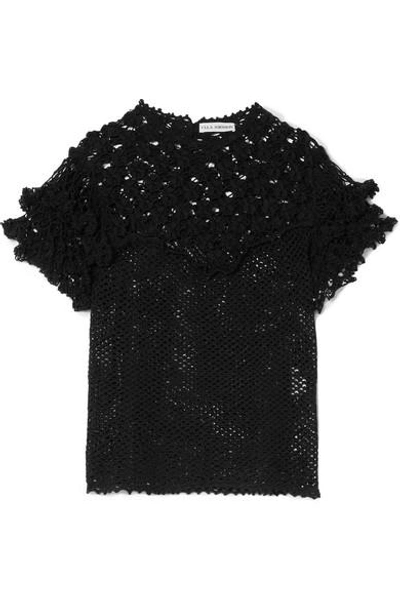 Shop Ulla Johnson Mirella Crocheted Pima Cotton Top In Black
