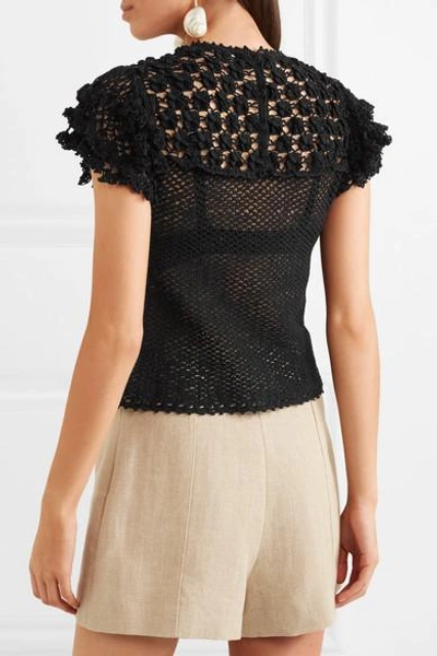 Shop Ulla Johnson Mirella Crocheted Pima Cotton Top In Black