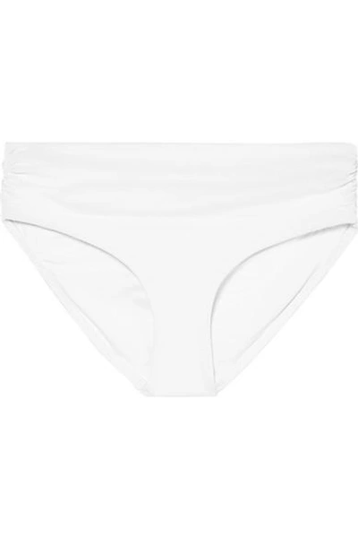 Shop Melissa Odabash Bel Air Ruched Stretch-piqué Bikini Briefs In White