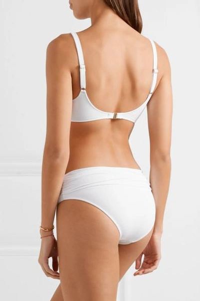 Shop Melissa Odabash Bel Air Ruched Stretch-piqué Bikini Briefs In White