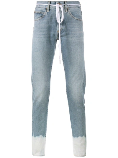 Shop Off-white Sprayed Hem Jeans - Blue
