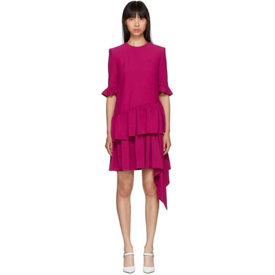 Shop Alexander Mcqueen Pink Asymmetric Drape Dress In 5521 - Deep