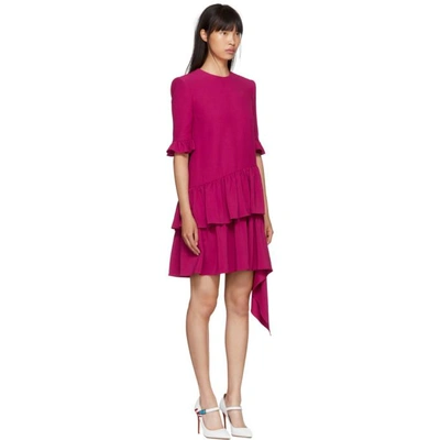 Shop Alexander Mcqueen Pink Asymmetric Drape Dress In 5521 - Deep