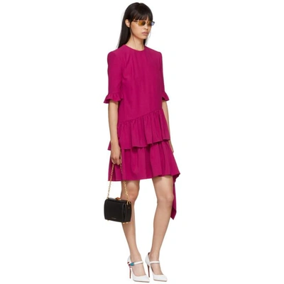 Shop Alexander Mcqueen Pink Asymmetric Drape Dress In 5521 - Deep