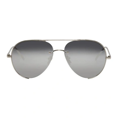 Shop Linda Farrow Luxe Silver 625 C2 Sunglasses In White Gold