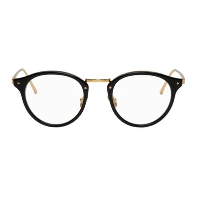 Shop Linda Farrow Luxe Gold And Black 808 C1 Glasses In Blk/ylwgld