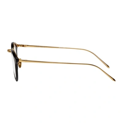 Shop Linda Farrow Luxe Gold And Black 808 C1 Glasses In Blk/ylwgld