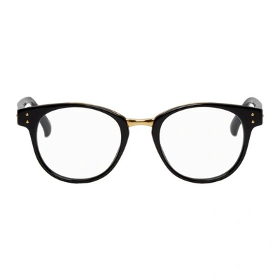 Shop Linda Farrow Luxe Black And Gold 581 C7 Glasses In Blk/yllwgld