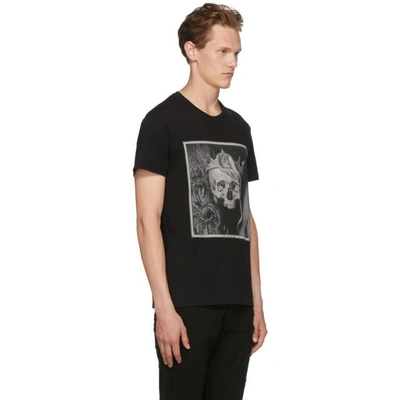 Shop Alexander Mcqueen Black Crowned Skull T-shirt In 0901blkmix