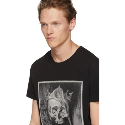 Shop Alexander Mcqueen Black Crowned Skull T-shirt In 0901blkmix