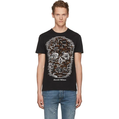 Shop Alexander Mcqueen Black Map Skull T-shirt In 0901blkmix