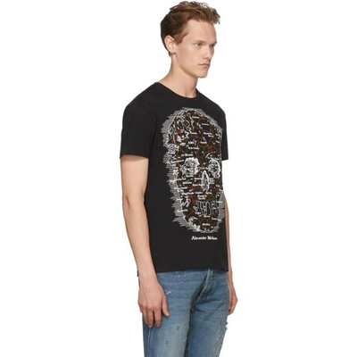 Shop Alexander Mcqueen Black Map Skull T-shirt In 0901blkmix