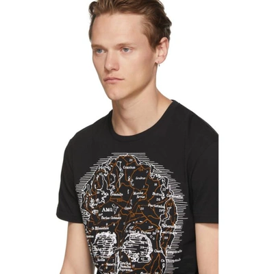 Shop Alexander Mcqueen Black Map Skull T-shirt In 0901blkmix