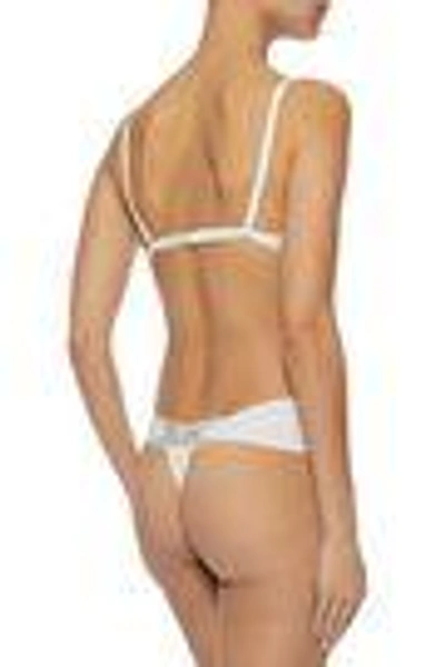 Shop La Perla Woman Corded Lace-paneled Knitted Contour Bra Off-white