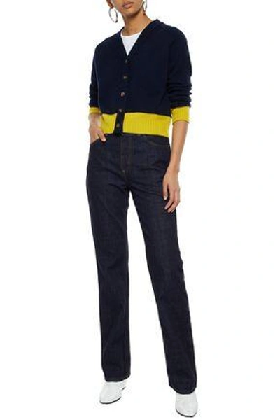 Shop Alexa Chung Woman High-rise Straight-leg Jeans Dark Denim