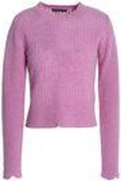 Shop Alexa Chung Woman Pointelle-knit Wool Sweater Lilac