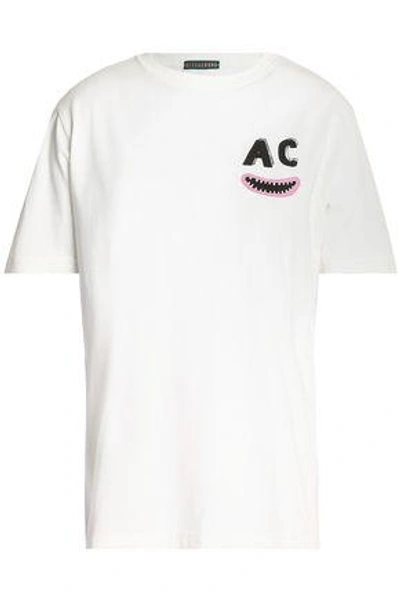 Shop Alexa Chung Woman Printed Cotton-jersey T-shirt White