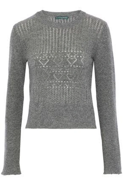 Shop Alexa Chung Woman Pointelle-knit Wool Sweater Anthracite