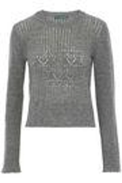Shop Alexa Chung Woman Pointelle-knit Wool Sweater Anthracite