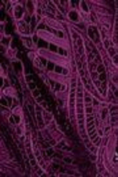 Shop Temperley London Woman New Moon Velvet-trimmed Corded Lace Midi Dress Violet