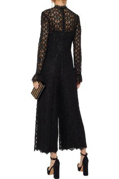 Shop Temperley London Eclipse Cropped Corded Lace Wide-leg Jumpsuit In Black