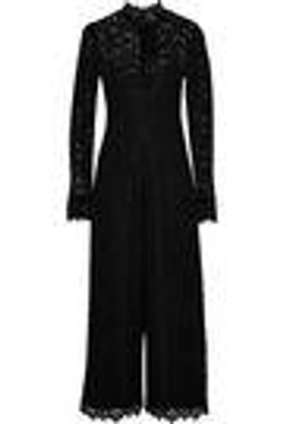 Shop Temperley London Eclipse Cropped Corded Lace Wide-leg Jumpsuit In Black