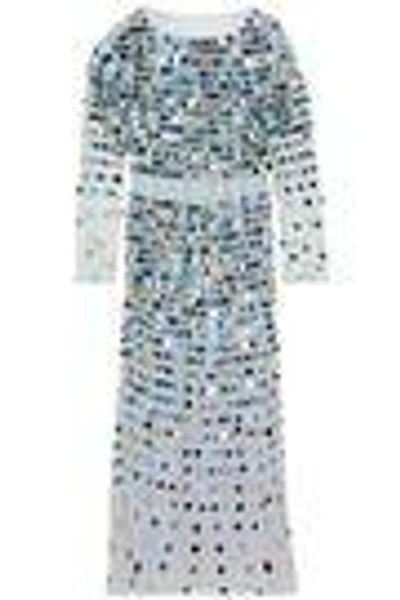 Shop Alexa Chung Woman Sequin-embellished Linen-point D'esprit Midi Dress Multicolor