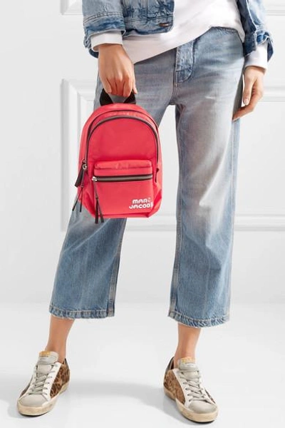 Shop Marc Jacobs Trek Pack Medium Leather-trimmed Shell Backpack In Red