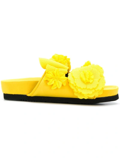 Shop Suecomma Bonnie Flower Appliqué Sandals - Yellow