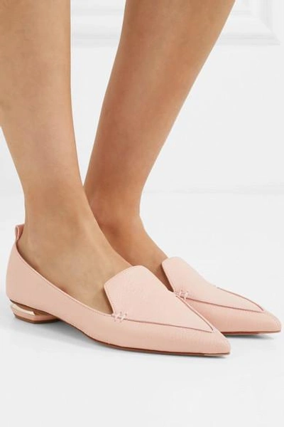 Shop Nicholas Kirkwood Beya Textured-leather Point-toe Flats