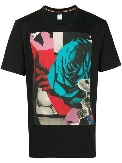 Shop Paul Smith Abstract Flower Print T-shirt In Black