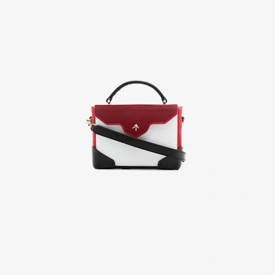 Shop Manu Atelier White, Red And Black Micro Bold Leather Cross-body Bag In Multicolour