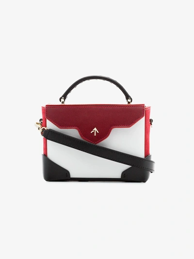 Shop Manu Atelier White, Red And Black Micro Bold Leather Cross-body Bag In Multicolour