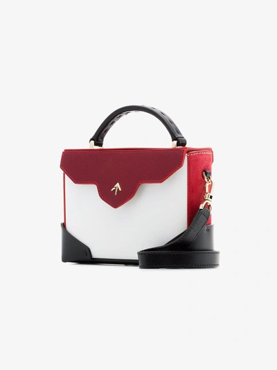 Shop Manu Atelier White, Red And Black Micro Bold Leather Cross-body Bag In Multicolour