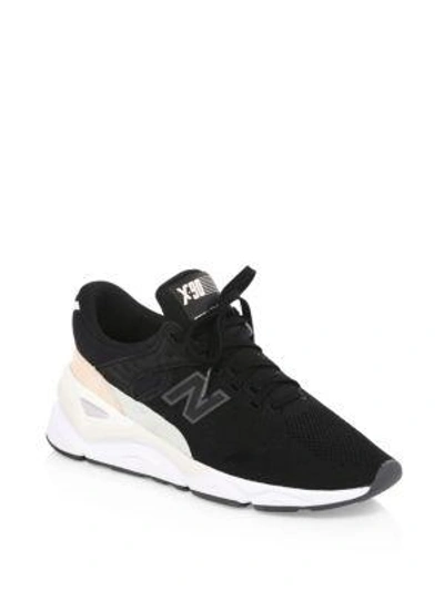 Shop New Balance X90 Suede Mesh Sneakers In Black