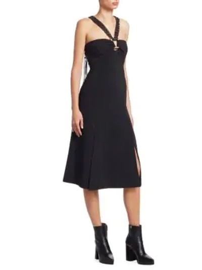 Shop Proenza Schouler Macrame Halterneck Dress In Black