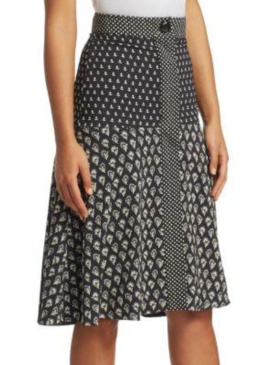 Shop Proenza Schouler Printed Silk A-line Skirt In Black