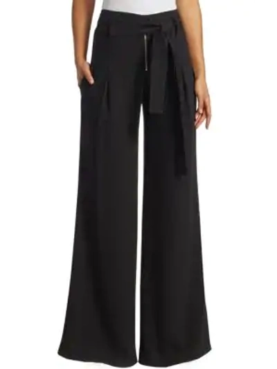 Shop Proenza Schouler Wide-leg Textured Crepe Pants In Black