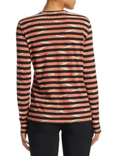 Shop Proenza Schouler Printed Stripe Long-sleeve Top In Red-multi