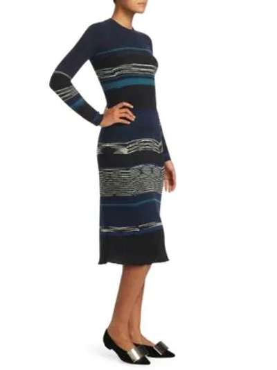 Shop Proenza Schouler Striped Wool-blend Sweater Dress In Black