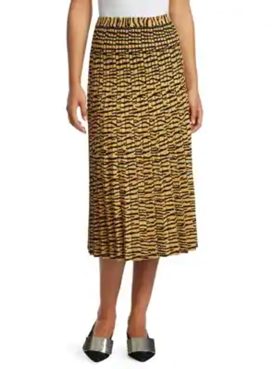 Shop Proenza Schouler Pleated Knit Tiger Midi Skirt In Gold