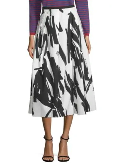 Shop Weekend Max Mara Tenuta Pianterly Cotton Midi Skirt In White