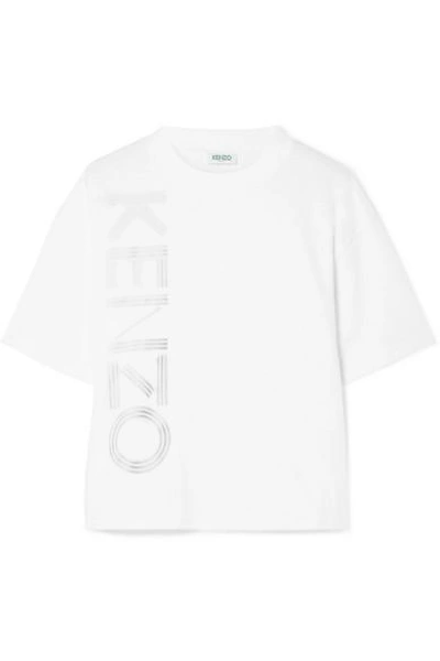 Shop Kenzo Cropped Cotton-jersey T-shirt In White