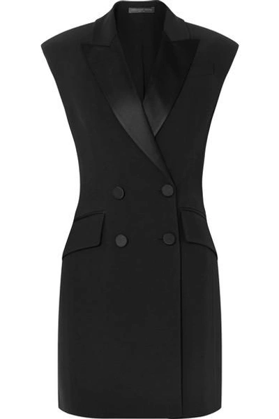Shop Alexander Mcqueen Double-breasted Crepe Tuxedo Mini Dress In Black