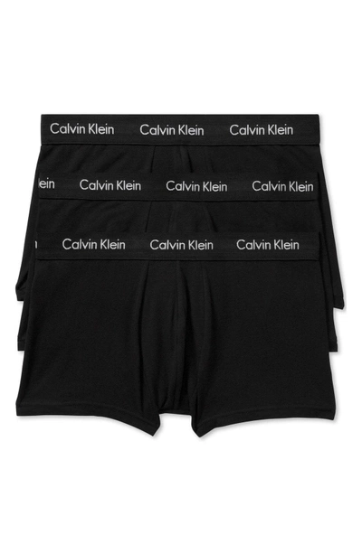 Shop Calvin Klein 3-pack Stretch Cotton Low Rise Trunks In Black
