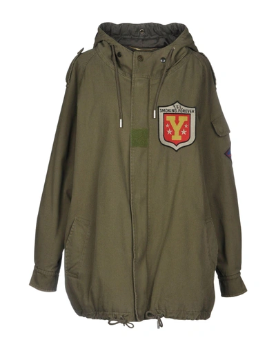 Shop Saint Laurent Woman Jacket Military Green Size 8 Cotton, Polyester