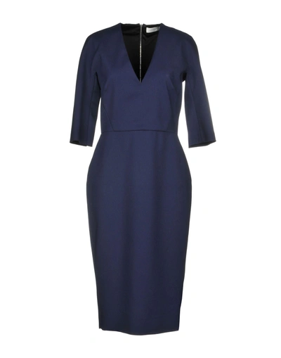 Shop Victoria Beckham 3/4 Length Dresses In Dark Blue