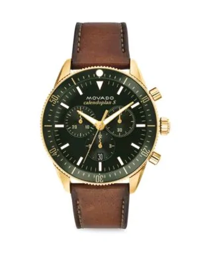Shop Movado Heritage Series Yellow Gold Stainless Steel Calendoplan S Chronograph Watch In Green